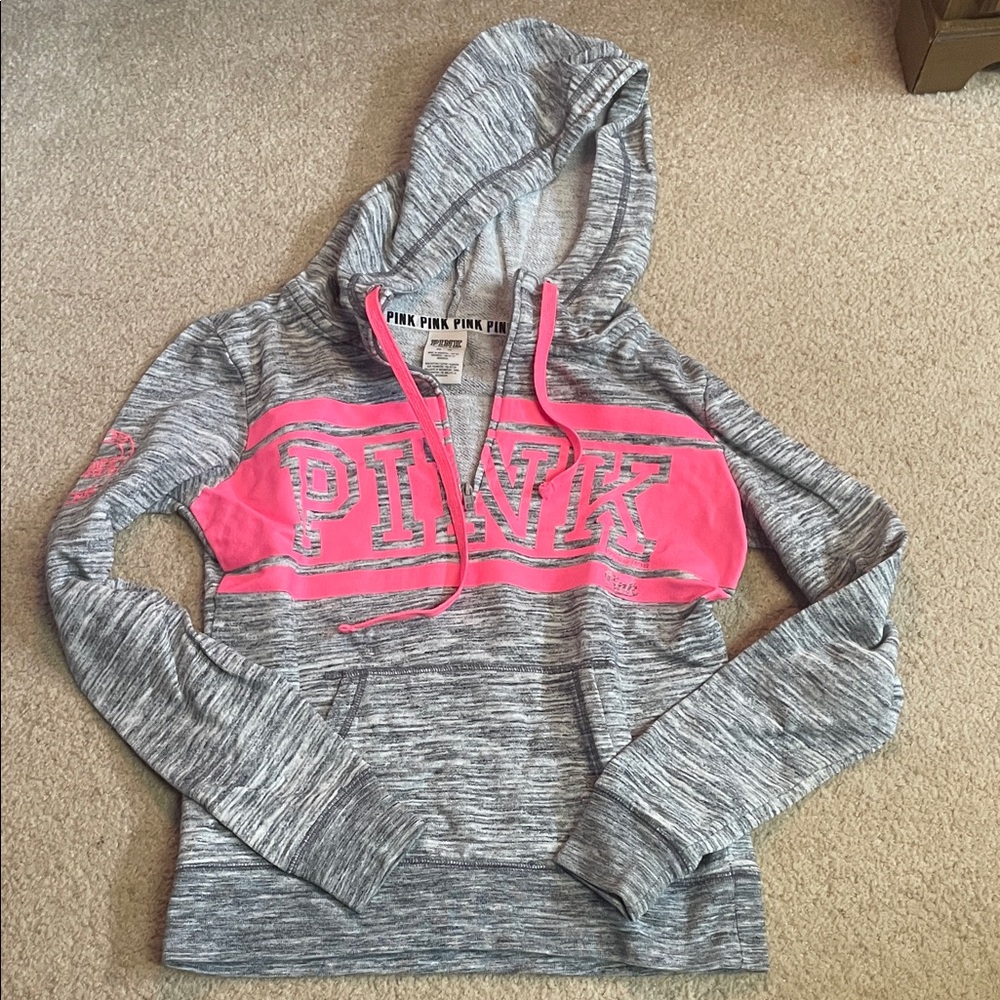 PINK Victoria's Secret Gray Hoodie with Pink Logo